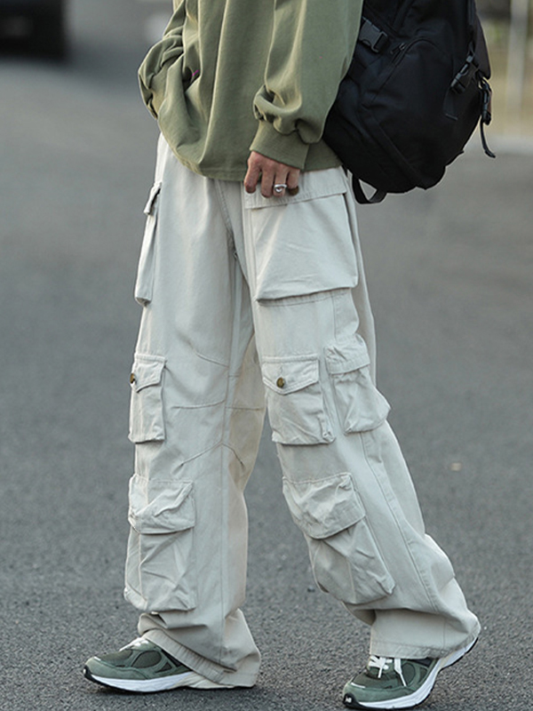 Pantalones cargo sueltos con bolsillo vintage para hombre-1