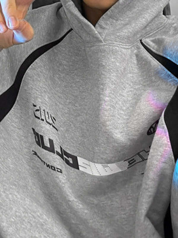Sudadera con capucha extragrande con estampado de letras para hombre-2