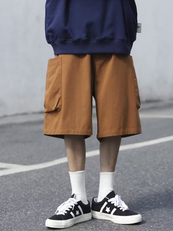 Pantalones cortos finos con bolsillos grandes para hombre-3