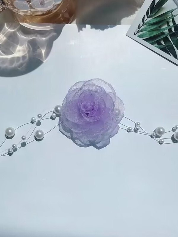 Collar de perlas de flores románticas francesas-1