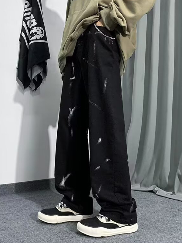 Vaqueros holgados con estampado de grafiti para hombre-3