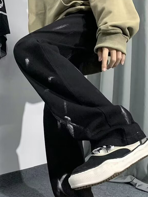 Vaqueros holgados con estampado de grafiti para hombre-1