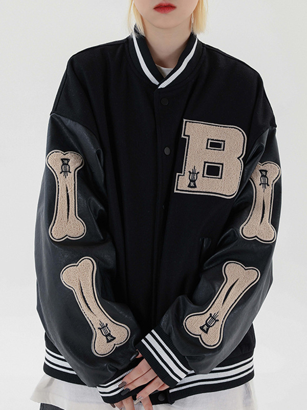Chaqueta universitaria con bordado de toalla para hombre-5