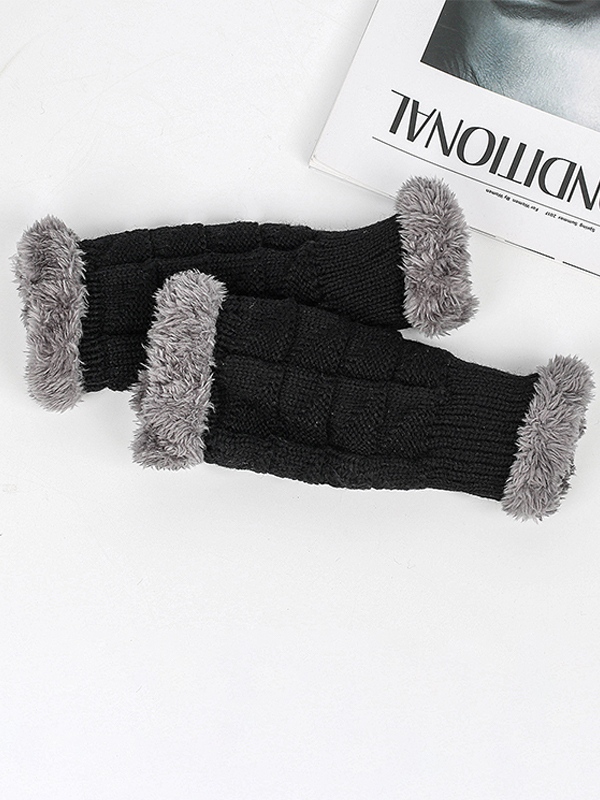 Guantes de punto sin dedos gruesos y cálidos con forro polar-3