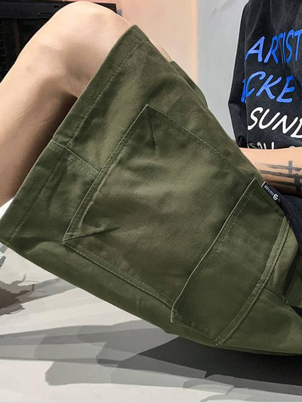 Pantalones cortos de carga sueltos casuales para hombres-4